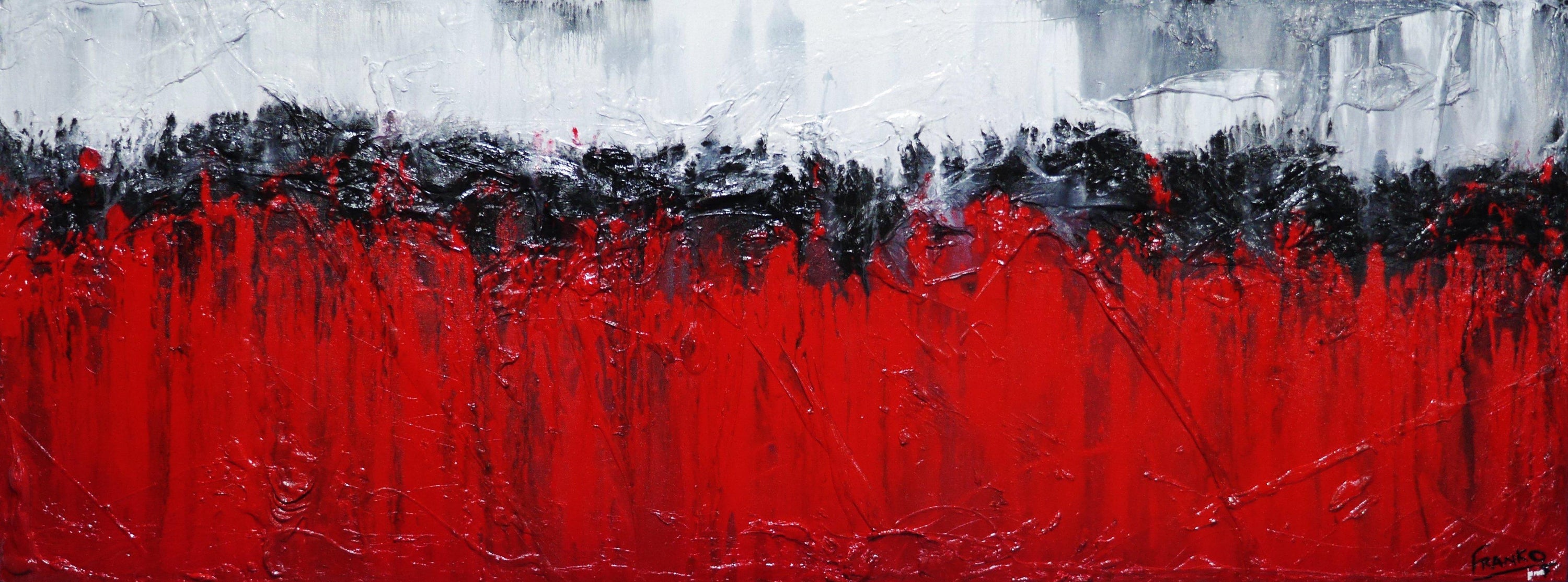 Flaming Red 160cm x 60cm White Red Black Textured Abstract Painting (SOLD)-Abstract-Franko-[Franko]-[Australia_Art]-[Art_Lovers_Australia]-Franklin Art Studio