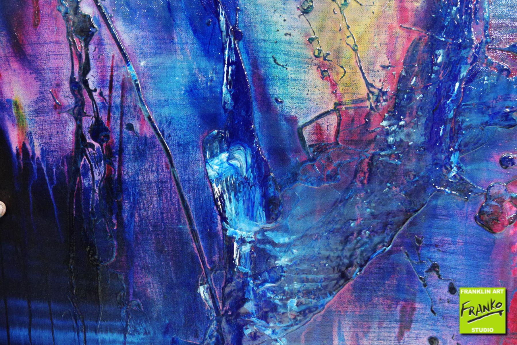 Floral 140cm x 100cm Purple Blue Textured Abstract Painting (SOLD)