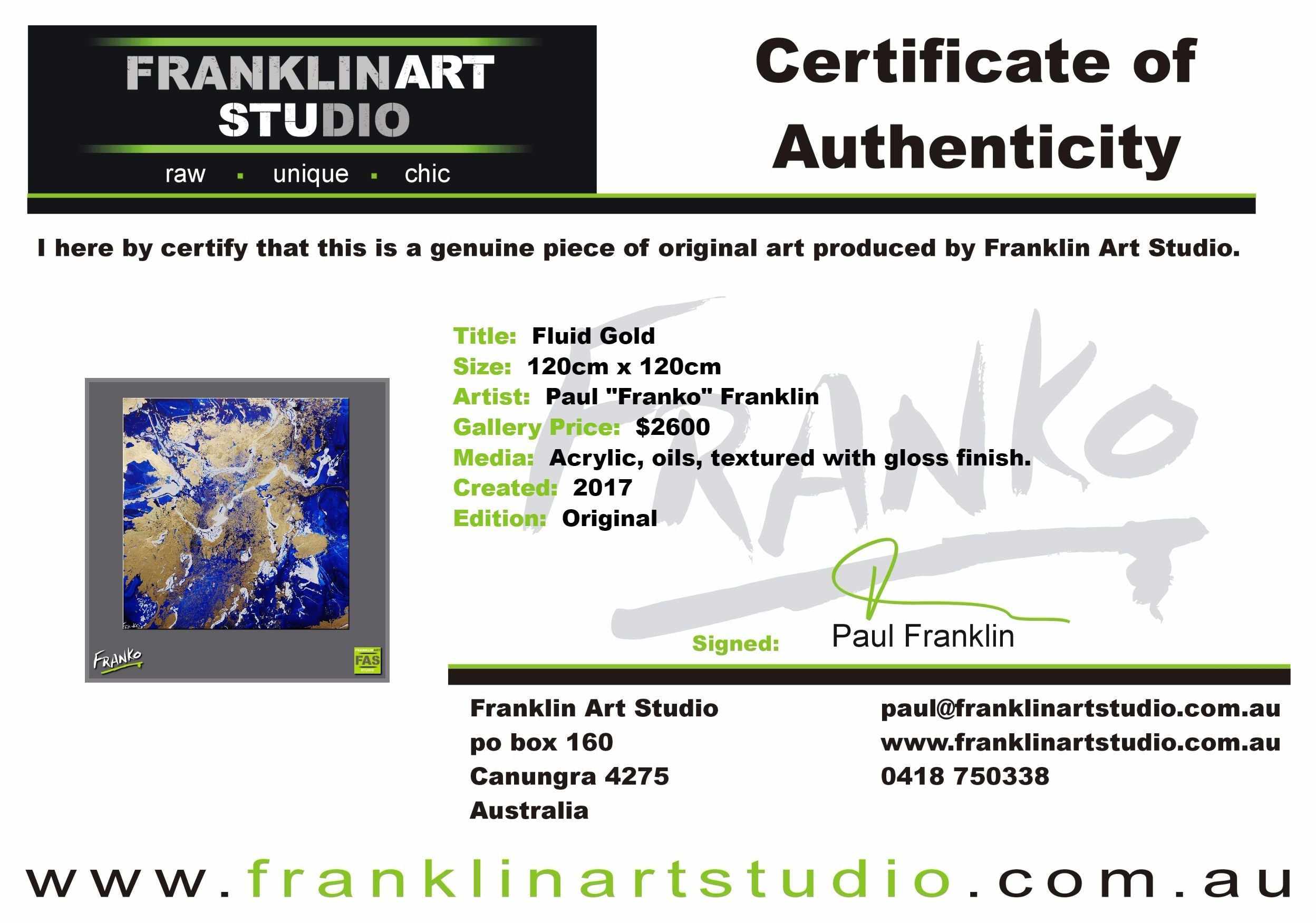 Fluid Gold 120cm x 120cm Blue Metallic Gold Abstract Painting (SOLD)-abstract-Franko-[franko_art]-[beautiful_Art]-[The_Block]-Franklin Art Studio