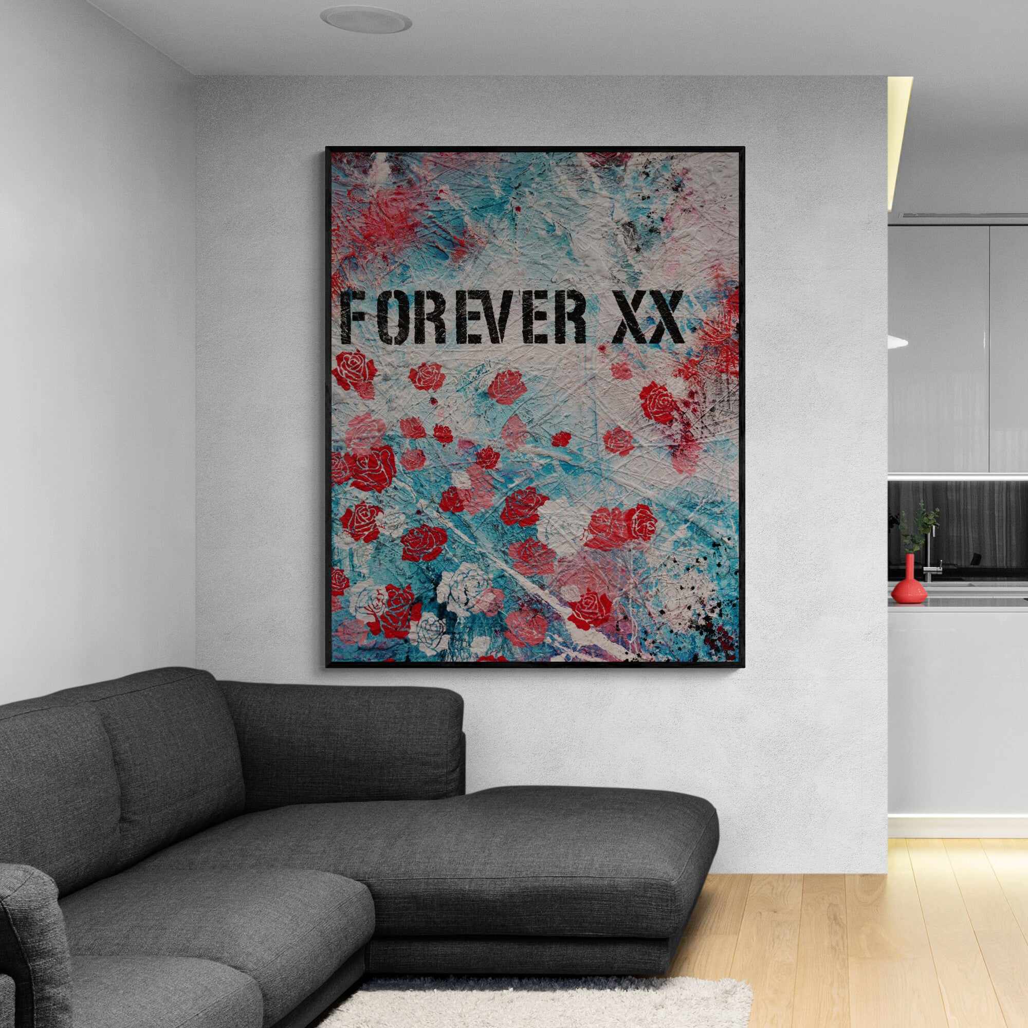 Forever and Ever 120cm x 150cm Romantic Kisses Urban Pop Art Abstract Painting (SOLD)-Urban Pop Art-[Franko Artist]-[Cheryl]-[Wendy]-[Gabriela]-Franklin Art Studio