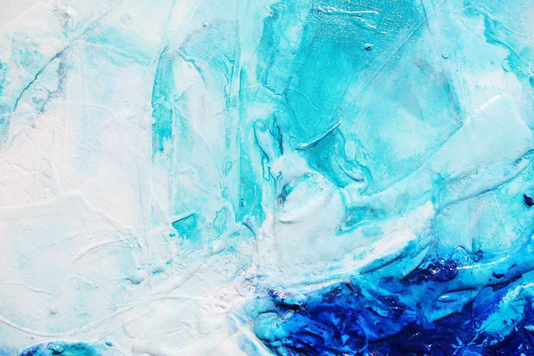 Fractured Sapphire 270cm x 120cm Blue White Textured Abstract Painting (SOLD)