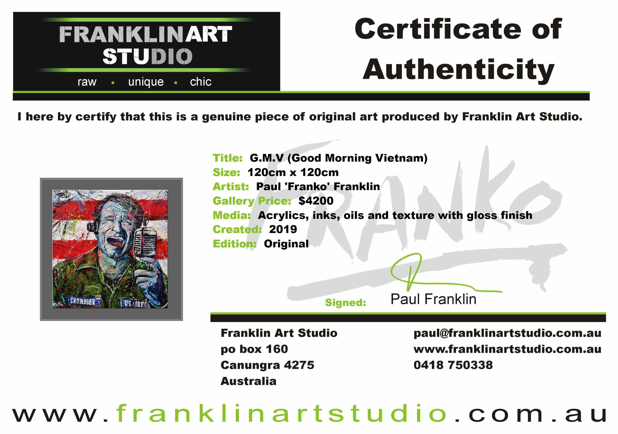 G.M.V (Good Morning Vietnam) 120cm x 120cm Robin Williams Abstract Realism Urban Pop Painting (SOLD)-people-Franko-[franko_artist]-[Art]-[interior_design]-Franklin Art Studio
