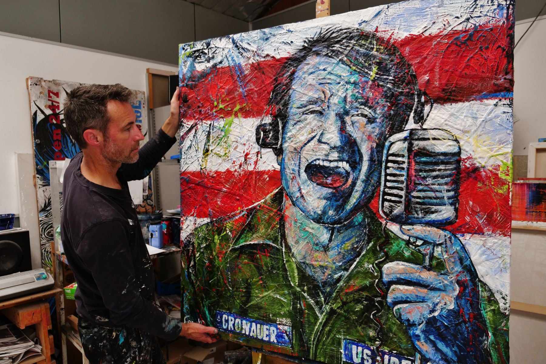 G.M.V (Good Morning Vietnam) 120cm x 120cm Robin Williams Abstract Realism Urban Pop Painting (SOLD)-people-[Franko Artist]-[Cheryl]-[Wendy]-[Gabriela]-Franklin Art Studio