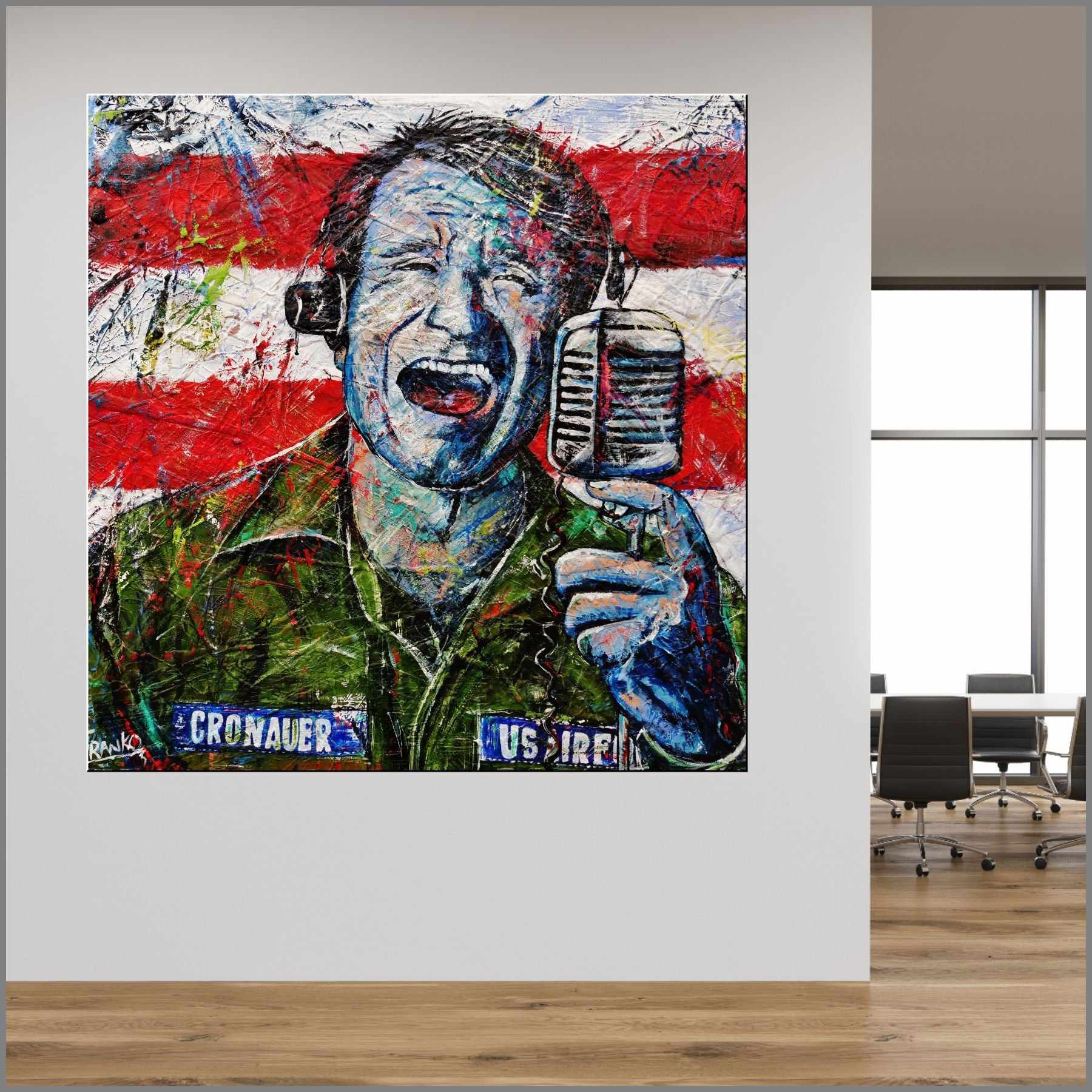 G.M.V (Good Morning Vietnam) 120cm x 120cm Robin Williams Abstract Realism Urban Pop Painting (SOLD)-people-Franko-[huge]-[Australian]-[best Selling]-Franklin Art Studio