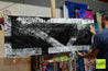 Geometric Swagger 160cm x 60cm Black White Textured Abstract Painting (SOLD)-Abstract-Franko-[franko_artist]-[Art]-[interior_design]-Franklin Art Studio