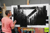 Geometry 160cm x 100cm White Black Textured Abstract Painting (SOLD)-Abstract-Franko-[franko_artist]-[Art]-[interior_design]-Franklin Art Studio