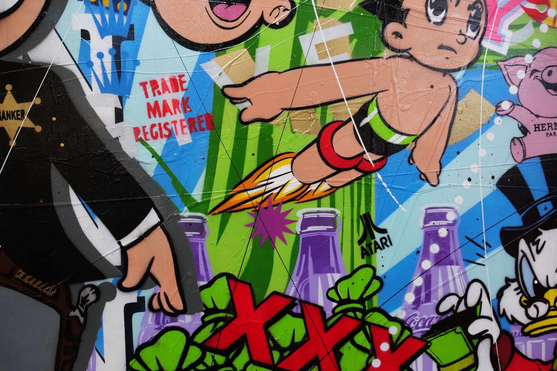Get Rich 190cm x 100cm Monopoly Man Textured Urban Pop Art Painting (SOLD MATT)