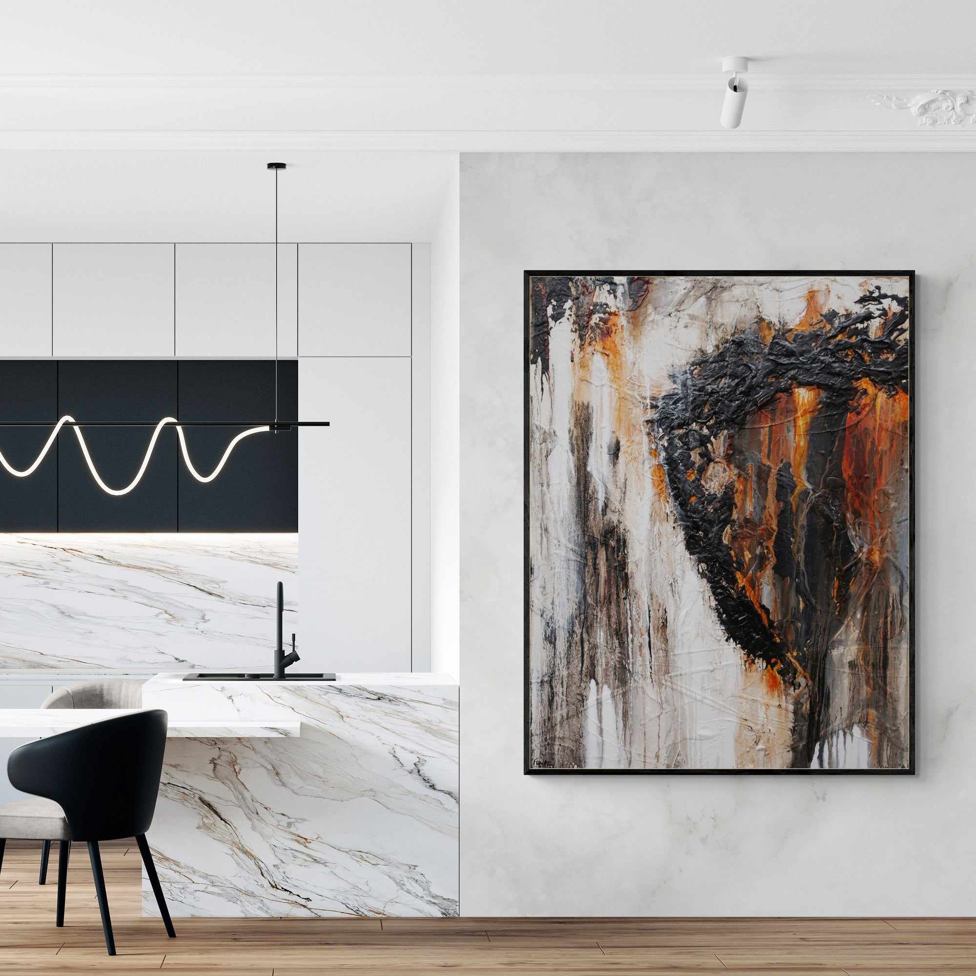 Ghost Gum 140cm x 180cm Rust Oxide Black Textured Abstract Painting (SOLD)-Abstract-Franko-[franko_art]-[beautiful_Art]-[The_Block]-Franklin Art Studio