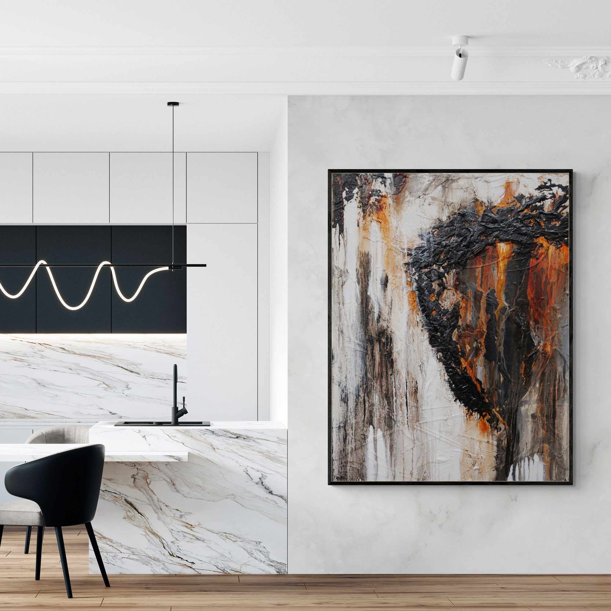 Ghost Gum 140cm x 180cm Rust Oxide Black Textured Abstract Painting (SOLD)-Abstract-[Franko Artist]-[Cheryl]-[Wendy]-[Gabriela]-Franklin Art Studio
