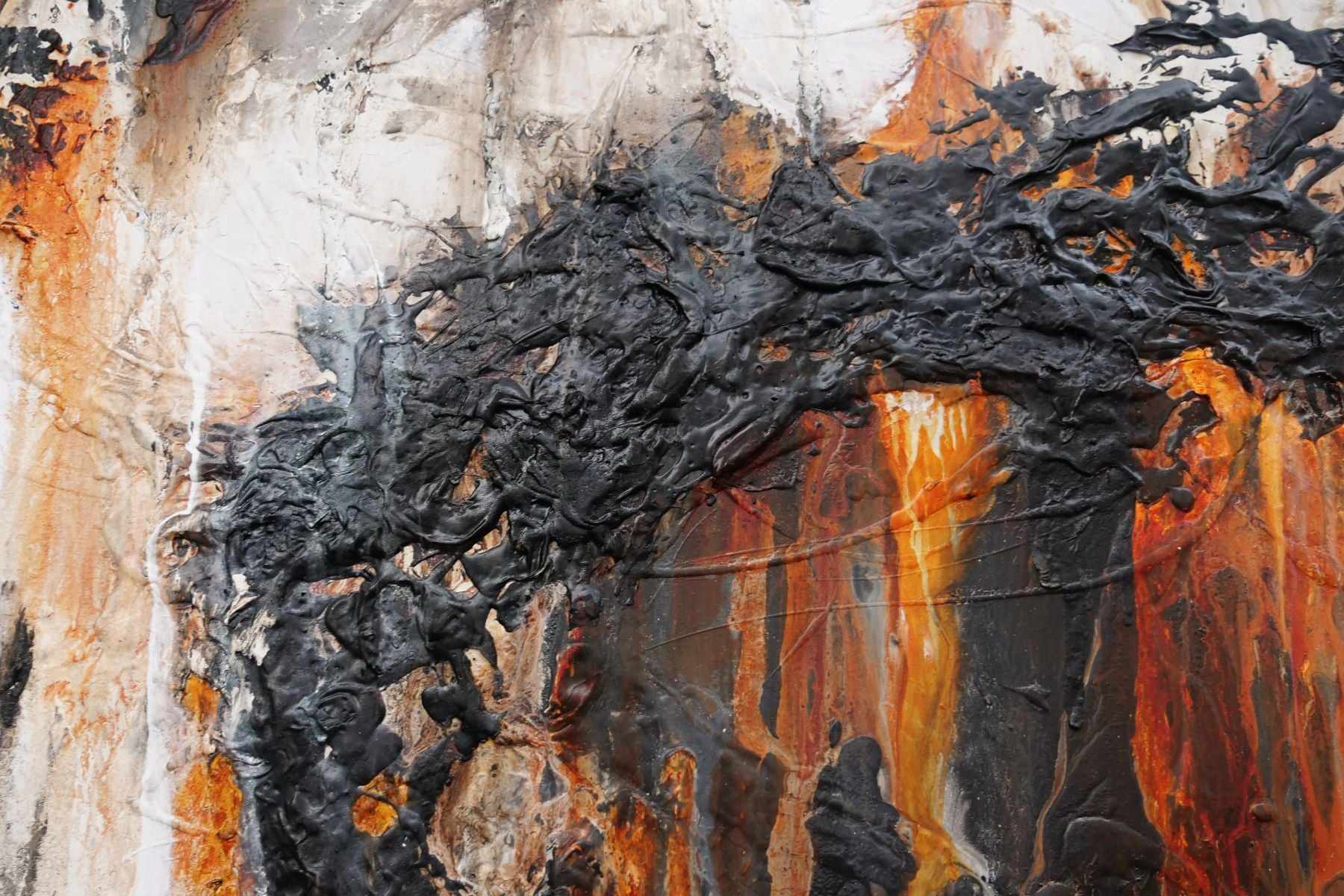 Ghost Gum 140cm x 180cm Rust Oxide Black Textured Abstract Painting (SOLD)