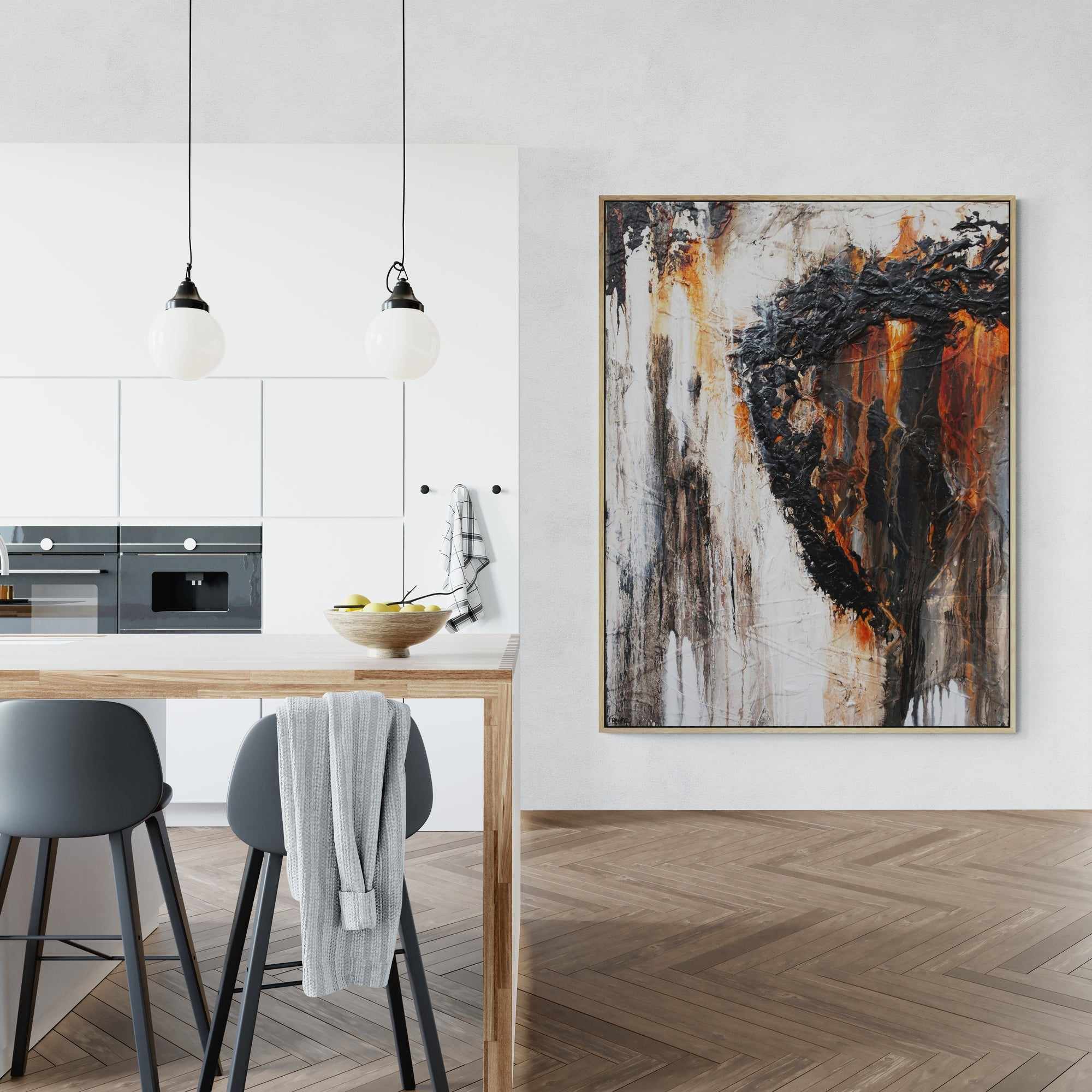 Ghost Gum 140cm x 180cm Rust Oxide Black Textured Abstract Painting (SOLD)-Abstract-Franko-[huge]-[Australian]-[best Selling]-Franklin Art Studio