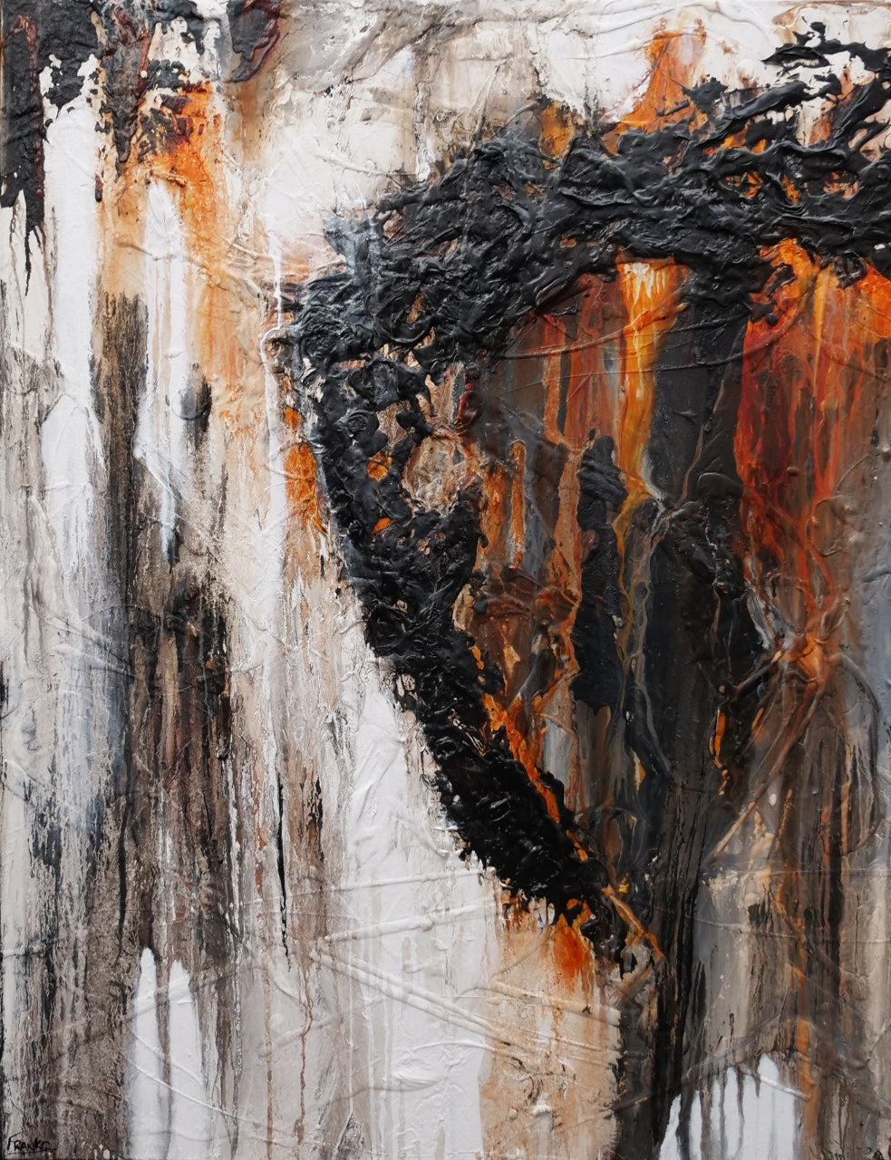 Ghost Gum 140cm x 180cm Rust Oxide Black Textured Abstract Painting (SOLD)-Abstract-[Franko ]-[Gallery]-[popular]-[Australia]-Franklin Art Studio