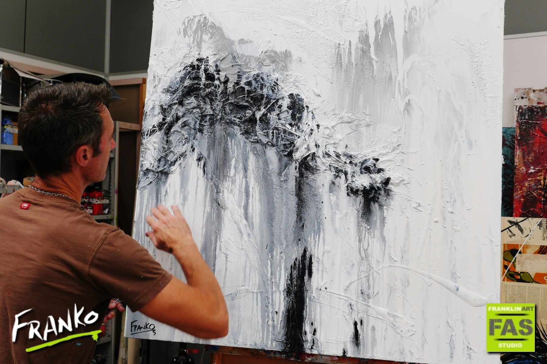 Glazed 100cm x 100cm White Grey Abstract Painting (SOLD)-Abstract-Franko-[franko_artist]-[Art]-[interior_design]-Franklin Art Studio