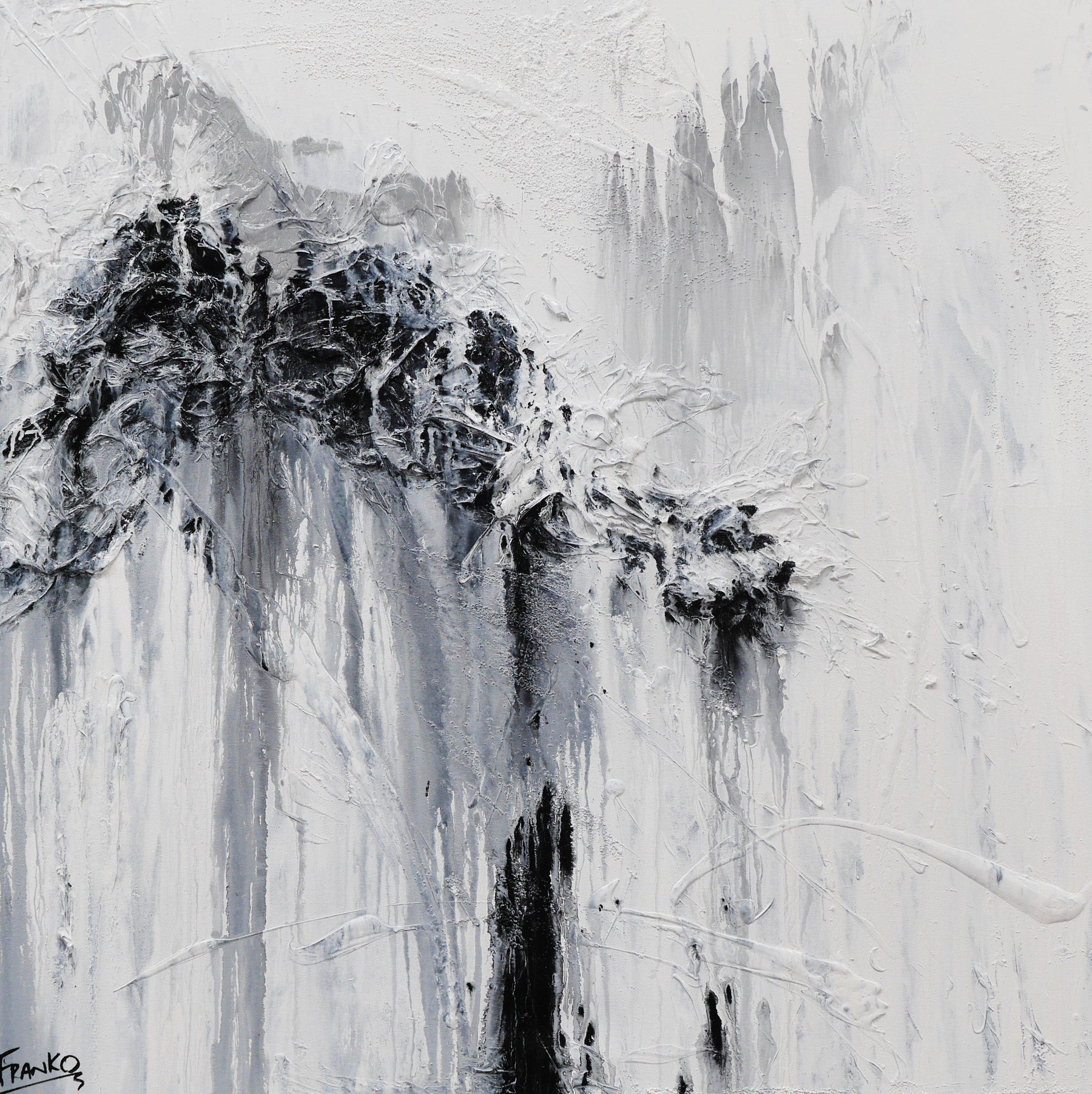 Glazed 100cm x 100cm White Grey Abstract Painting (SOLD)-Abstract-Franko-[Franko]-[Australia_Art]-[Art_Lovers_Australia]-Franklin Art Studio
