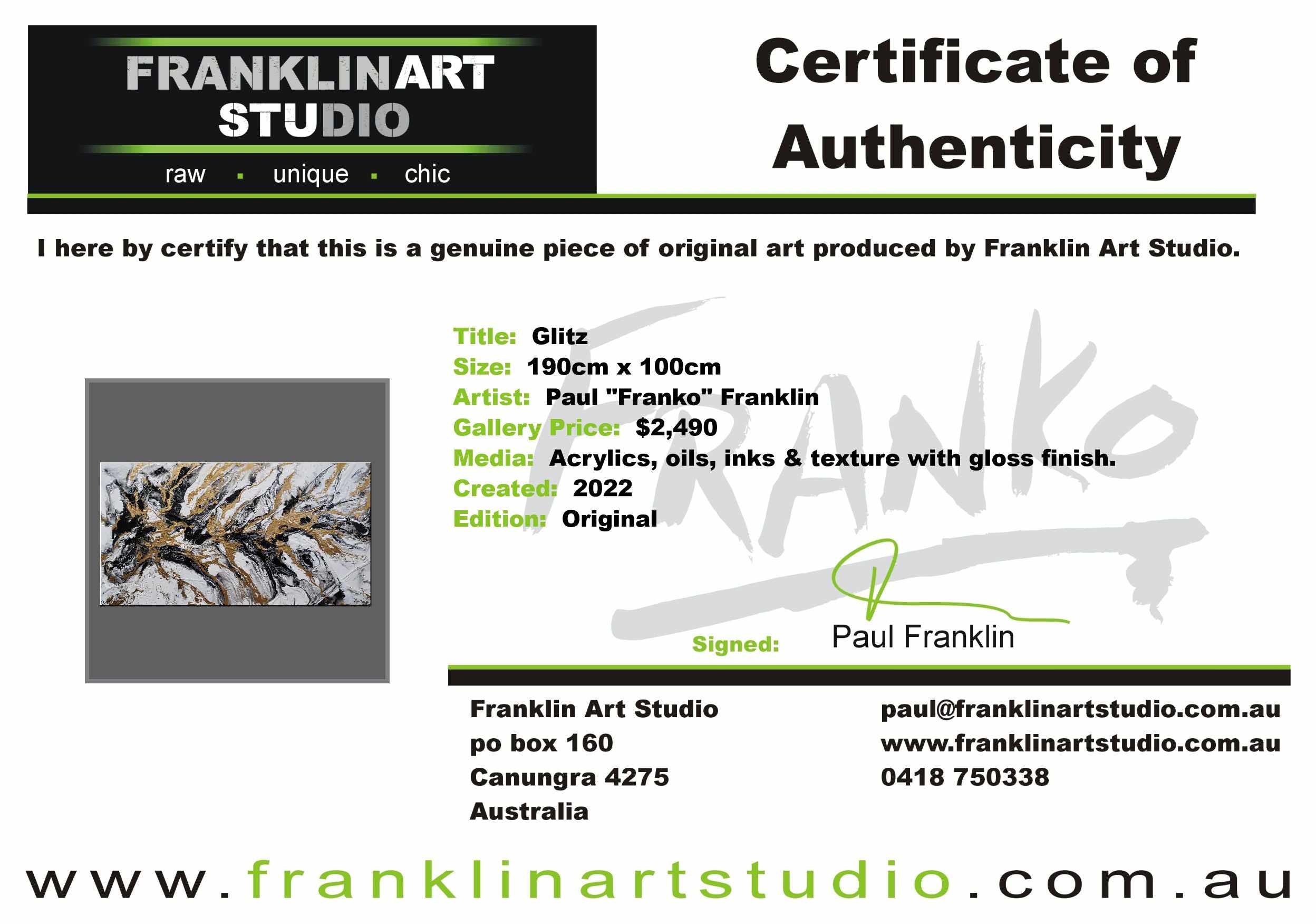 Glitz 190cm x 100cm White Black Gold Textured Abstract Painting (SOLD)-Abstract-Franko-[franko_art]-[beautiful_Art]-[The_Block]-Franklin Art Studio