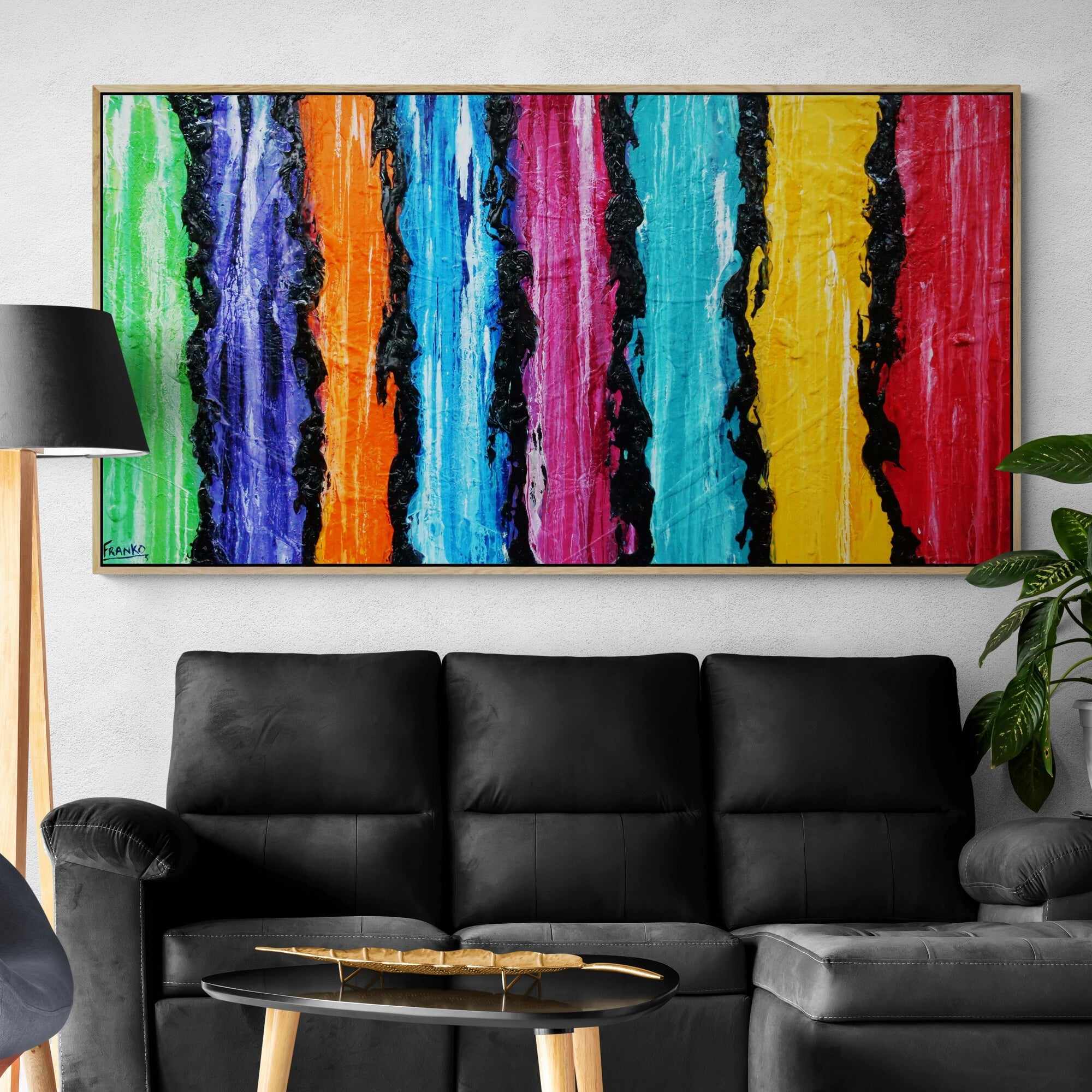 Going Back to Cali 190cm x 100cm Colourful Textured Abstract Painting (SOLD)-Abstract-Franko-[franko_artist]-[Art]-[interior_design]-Franklin Art Studio