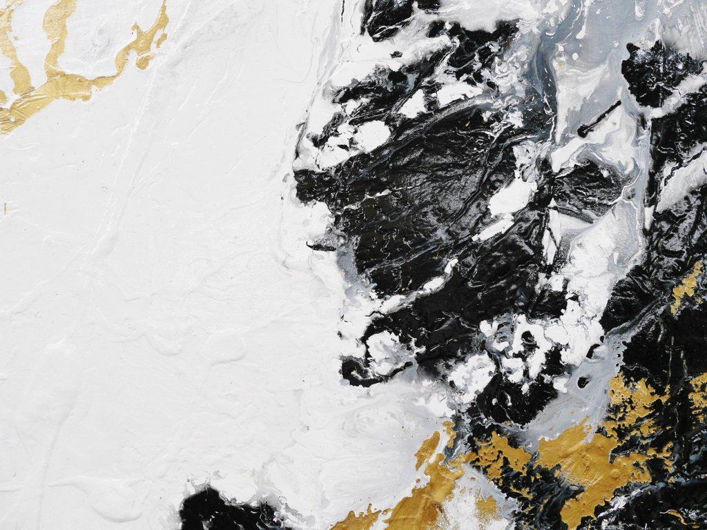 Gold Blitz 240cm x 100cm Black White Gold (SOLD)-abstract-[Franko]-[Artist]-[Australia]-[Painting]-Franklin Art Studio