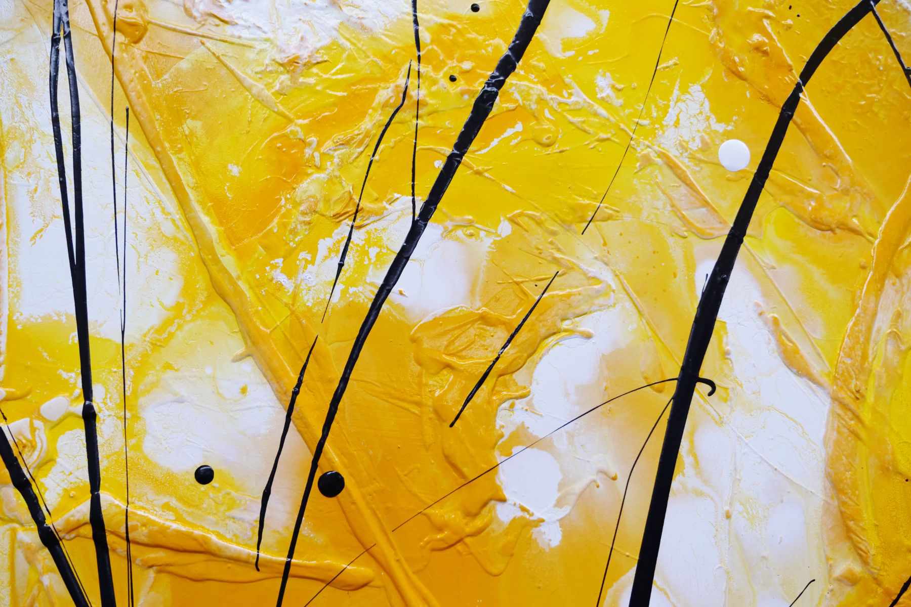 Golden Bandit 240cm x 120cm Yellow White Black Textured Abstract Painting (SOLD)