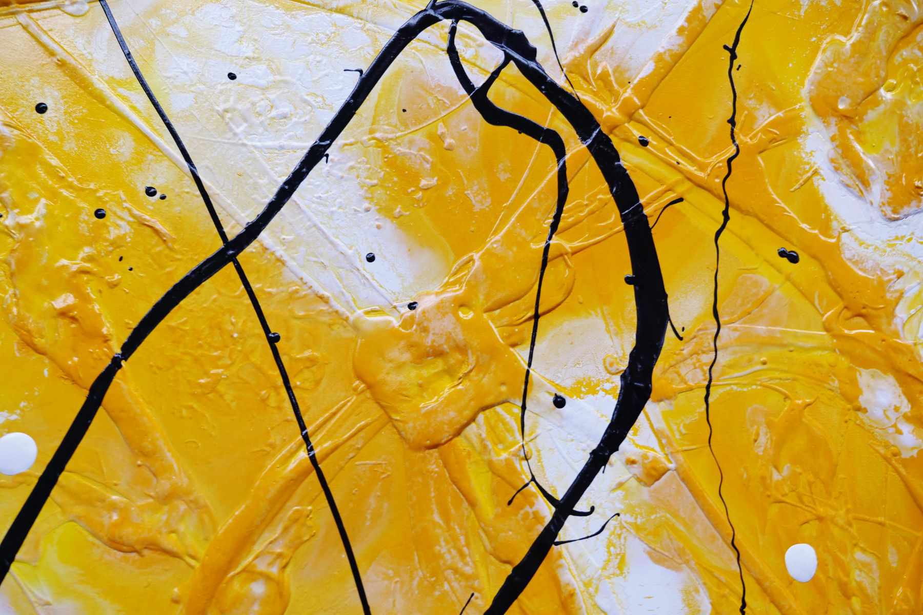 Golden Bandit 240cm x 120cm Yellow White Black Textured Abstract Painting (SOLD)