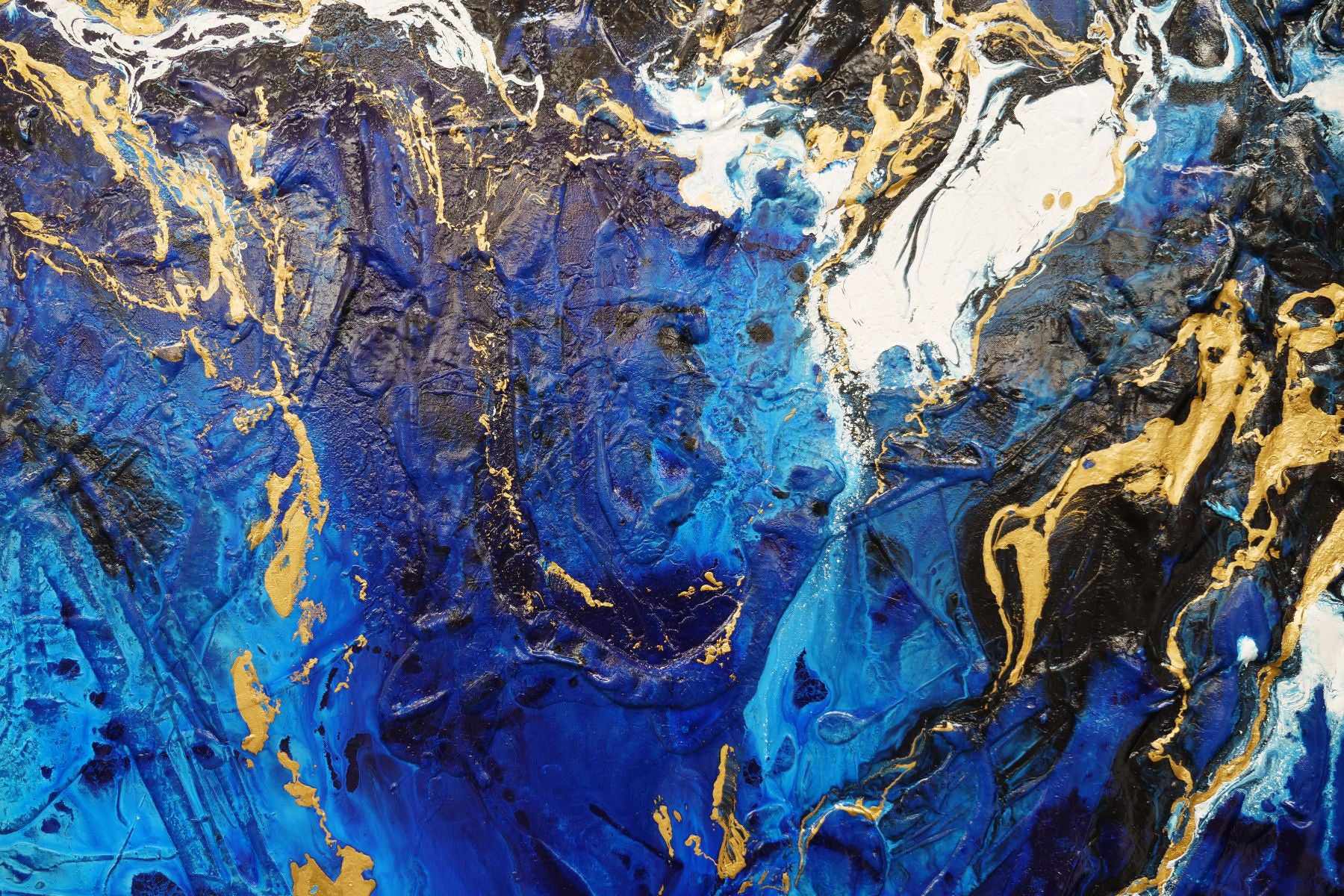 Golden Blu 190cm x 100cm Blue Gold Textured Abstract Painting (SOLD)
