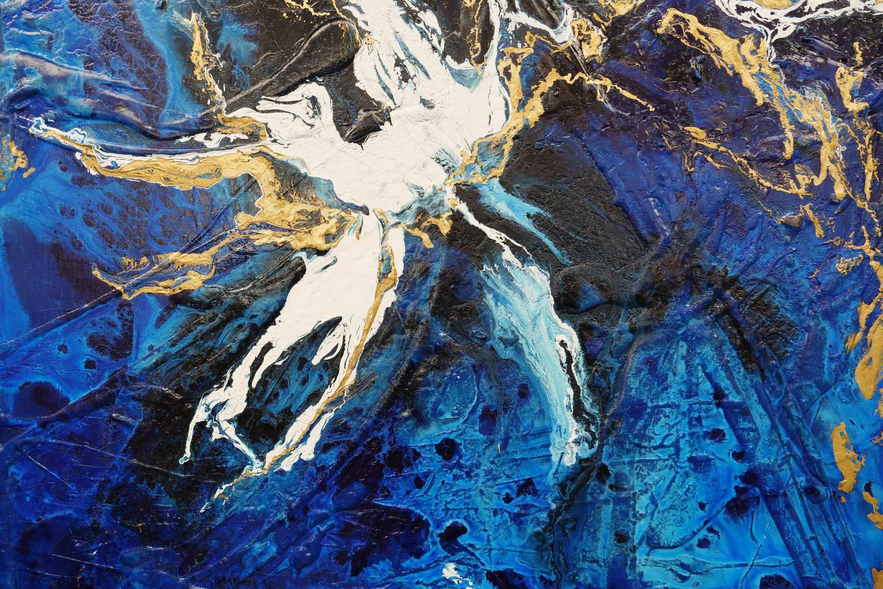 Golden Blu 190cm x 100cm Blue Gold Textured Abstract Painting (SOLD)