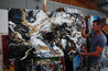 Golden Blu Ransom 160cm x 100cm Black Gold Textured Abstract Painting (SOLD)-Abstract-[Franko Artist]-[Gold Coast]-[Brisbane]-[Huge]-Franklin Art Studio