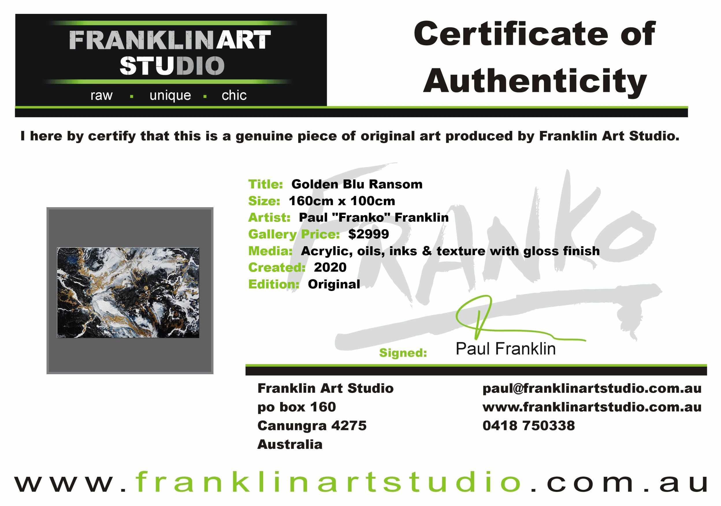 Golden Blu Ransom 160cm x 100cm Black Gold Textured Abstract Painting (SOLD)-Abstract-[Franko Artist]-[Cheryl]-[Wendy]-[Gabriela]-Franklin Art Studio