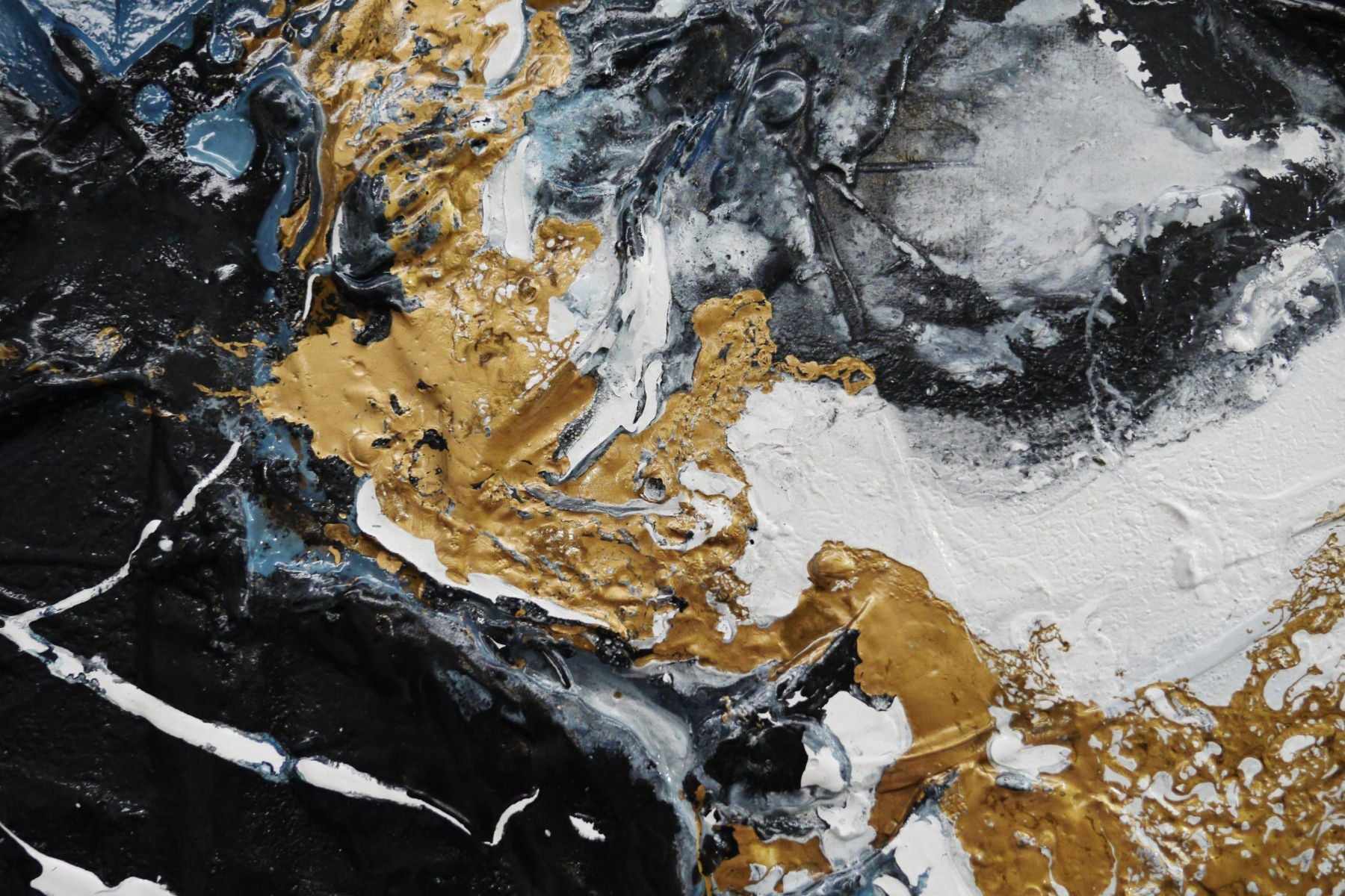 Golden Blu Ransom 160cm x 100cm Black Gold Textured Abstract Painting (SOLD)