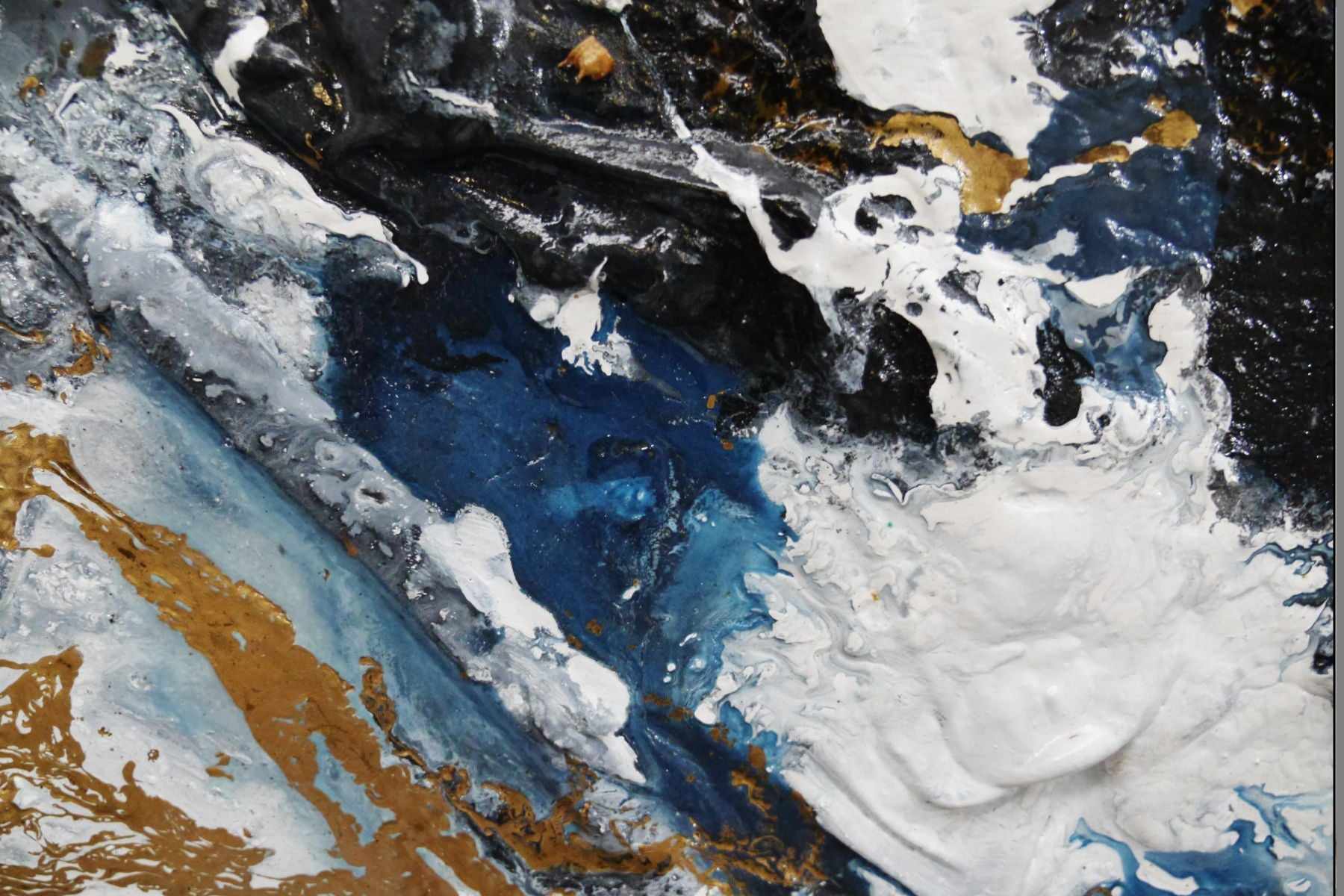 Golden Blu Ransom 160cm x 100cm Black Gold Textured Abstract Painting (SOLD)-Abstract-[Franko]-[Artist]-[Australia]-[Painting]-Franklin Art Studio