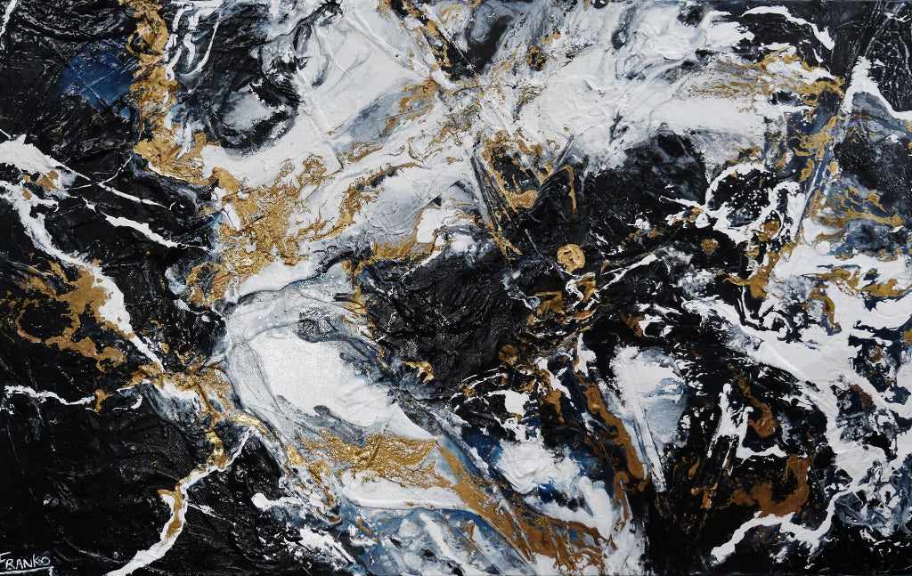 Golden Blu Ransom 160cm x 100cm Black Gold Textured Abstract Painting (SOLD)-Abstract-Franko-[Franko]-[Australia_Art]-[Art_Lovers_Australia]-Franklin Art Studio