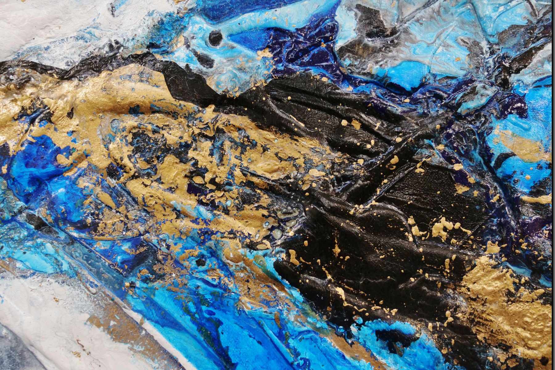 Golden Blue 190cm x 100cm Blue Gold Textured Abstract Painting (SOLD)