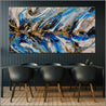 Golden Blue Silk 190cm x 100cm Blue Gold Grey Textured Abstract Painting (SOLD)-Abstract-Franko-[huge]-[Australian]-[best Selling]-Franklin Art Studio