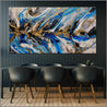 Golden Blue Silk 190cm x 100cm Blue Gold Grey Textured Abstract Painting (SOLD)-Abstract-Franko-[Franko]-[huge_art]-[Australia]-Franklin Art Studio