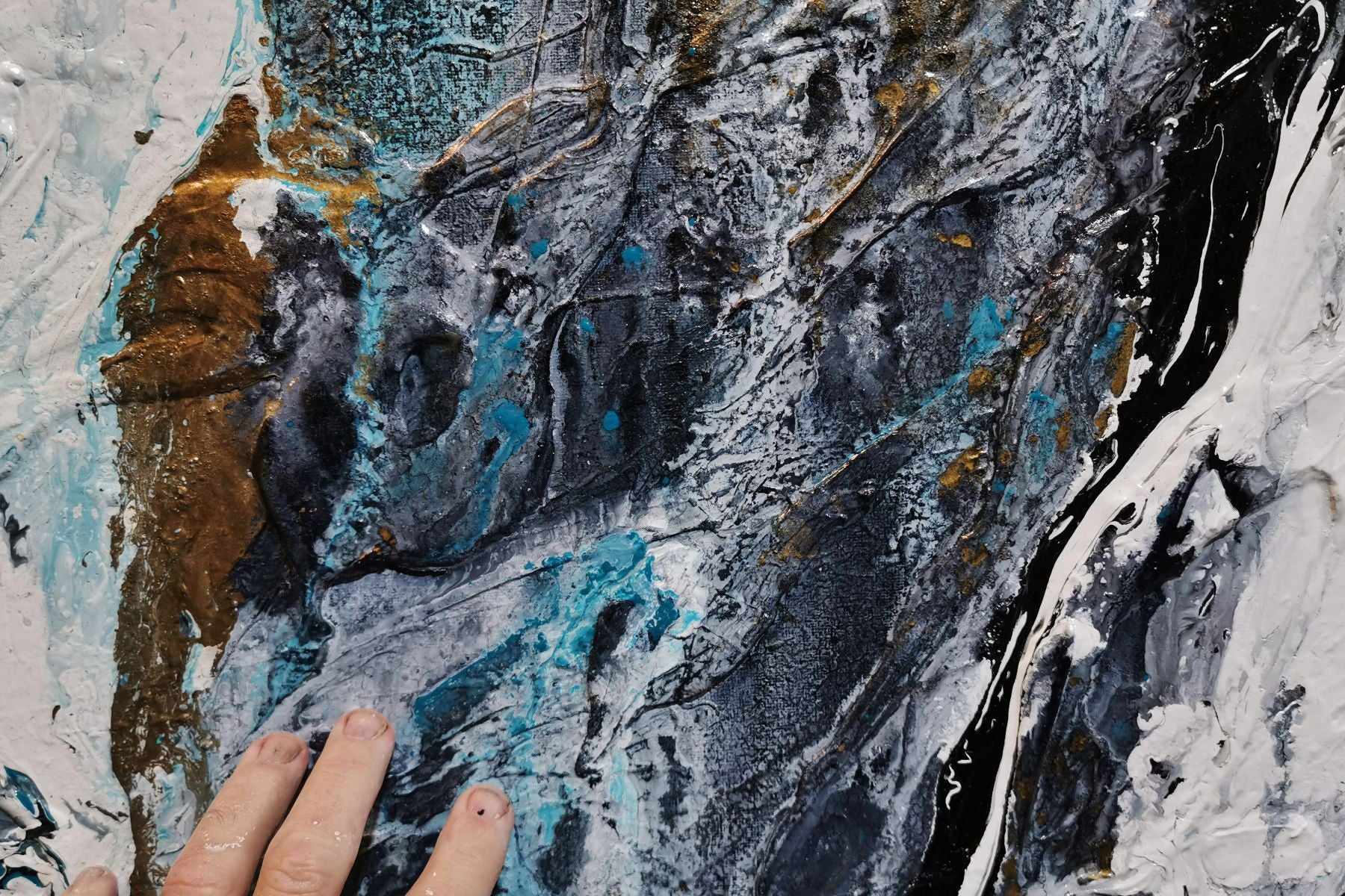 Golden Cobalt Granite 140cm x 100cm Grey Black Textured Abstract Painting (SOLD)-Abstract-[Franko]-[Artist]-[Australia]-[Painting]-Franklin Art Studio