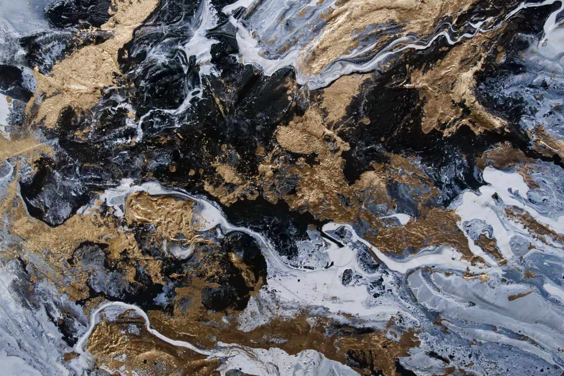 Golden Crunch 200cm x 80cm Grey Gold Textured Abstract Painting (SOLD)