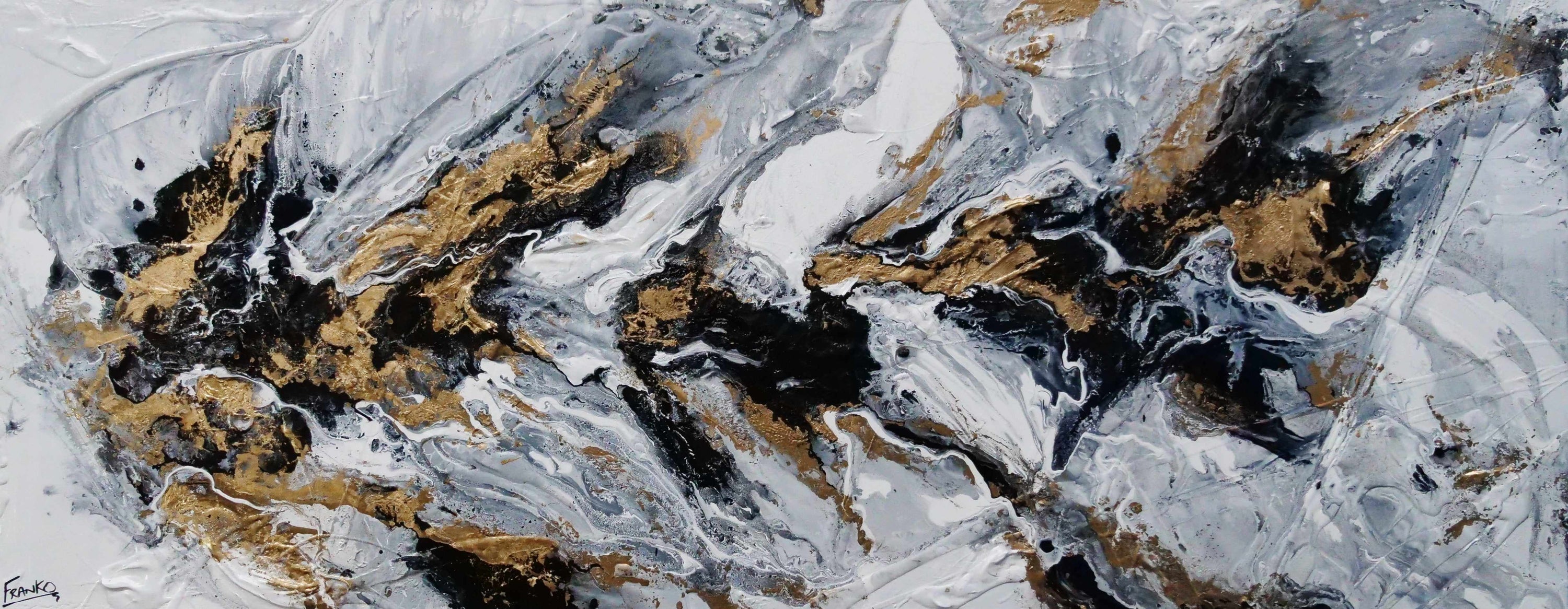 Golden Crunch 200cm x 80cm Grey Gold Textured Abstract Painting (SOLD)-Abstract-[Franko ]-[Gallery]-[popular]-[Australia]-Franklin Art Studio