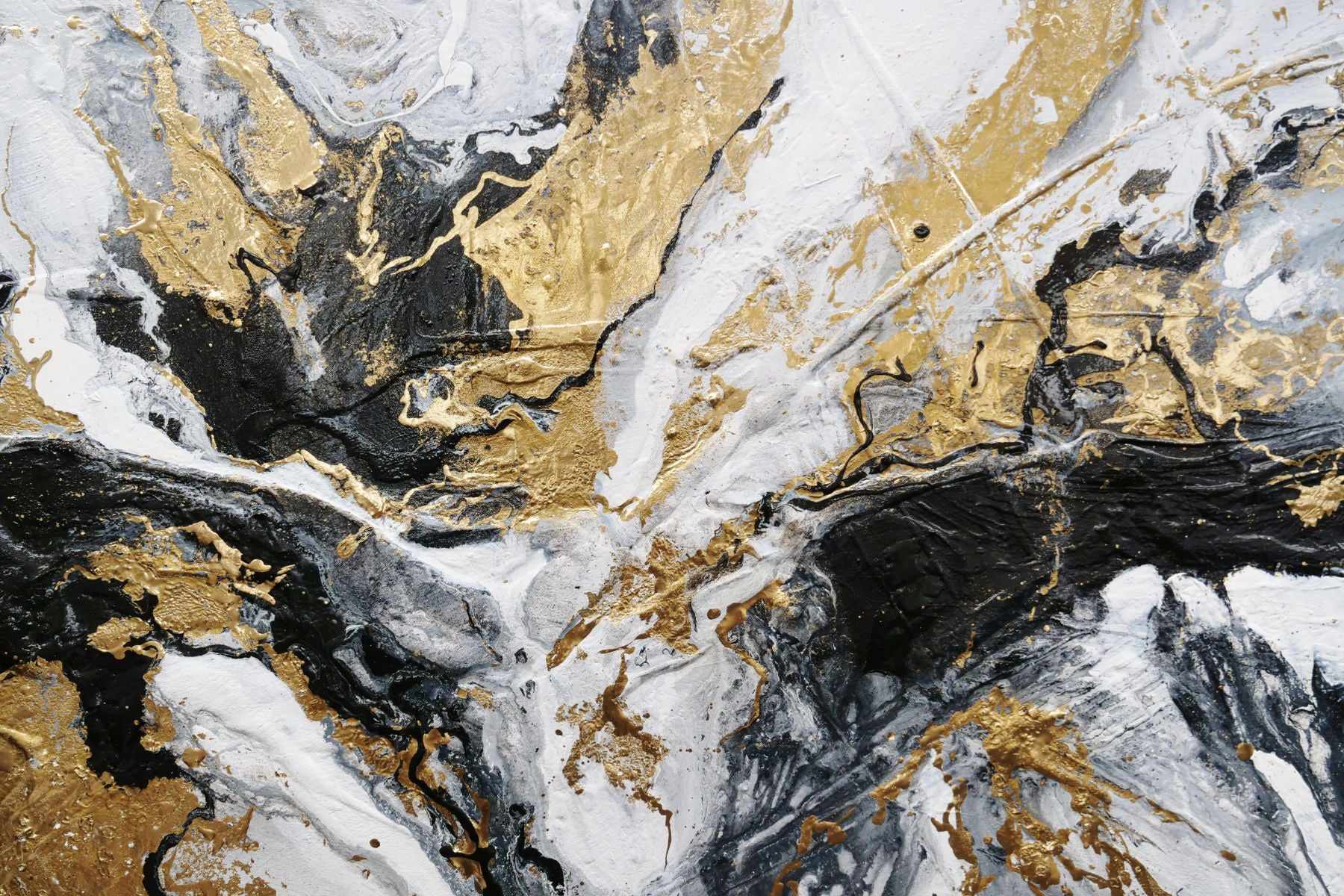 Golden Currency 200cm x 80cm Black White Gold Textured Abstract Painting (SOLD)
