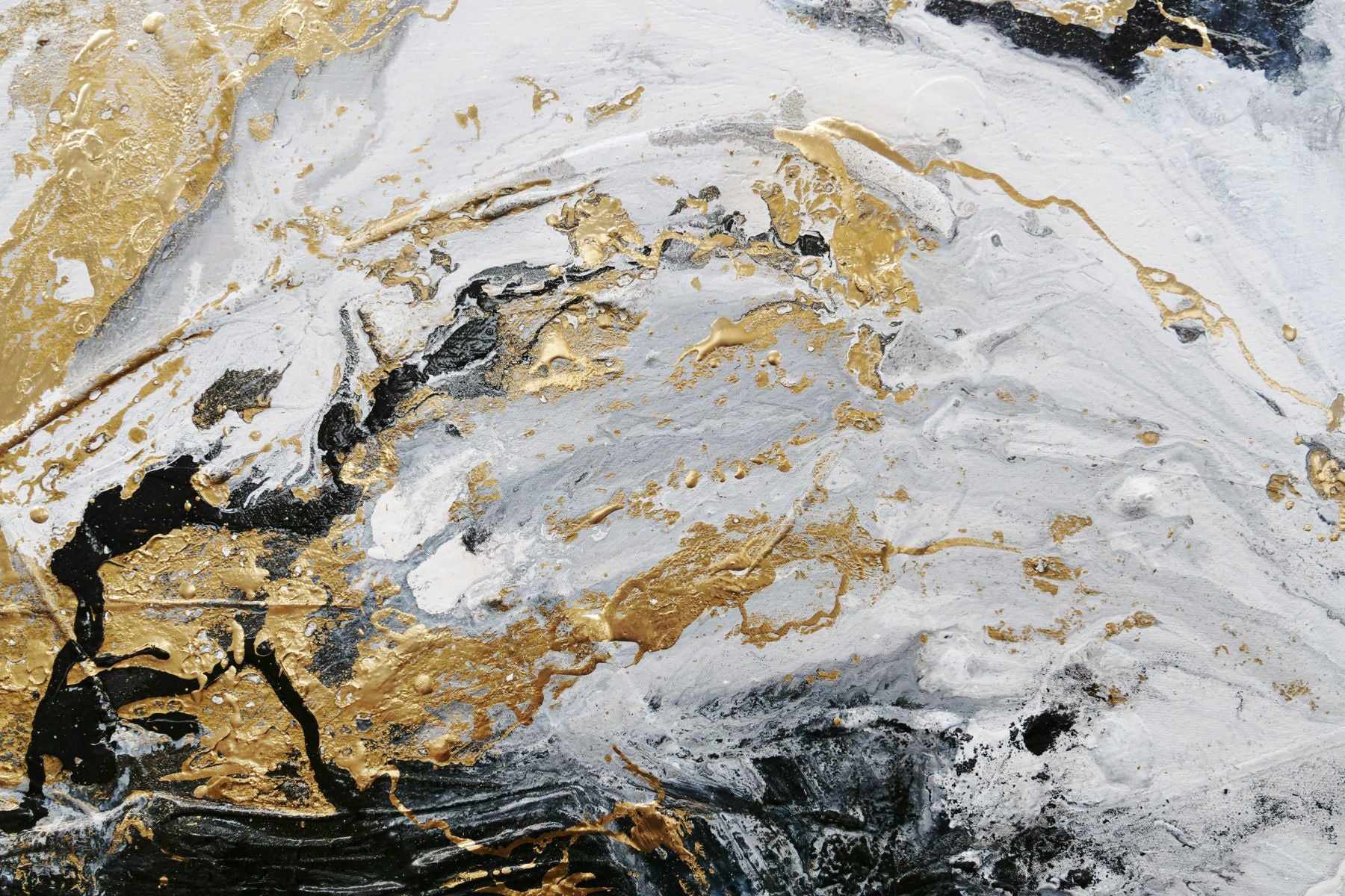 Golden Currency 200cm x 80cm Black White Gold Textured Abstract Painting (SOLD)