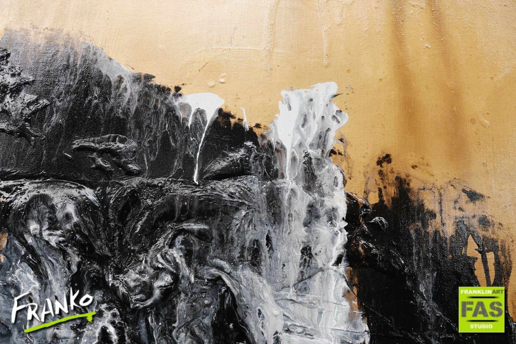 Golden Licorice 75cm x 100cm Black Gold Abstract Painting (SOLD)-Abstract-[Franko]-[Artist]-[Australia]-[Painting]-Franklin Art Studio