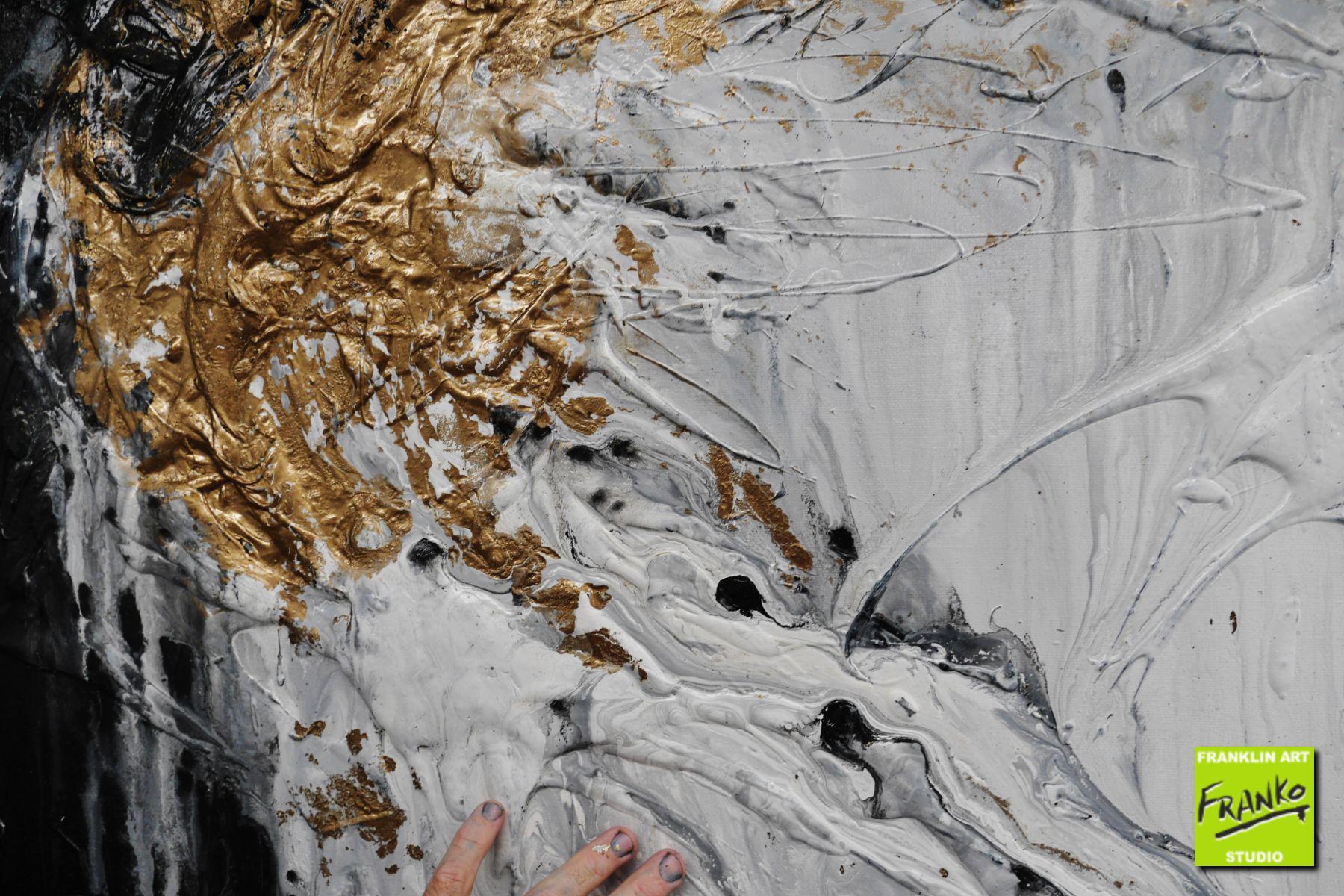 Golden Marble 200cm x 80cm Grey Gold Black Textured Abstract Painting (SOLD)-Abstract-[Franko]-[Artist]-[Australia]-[Painting]-Franklin Art Studio