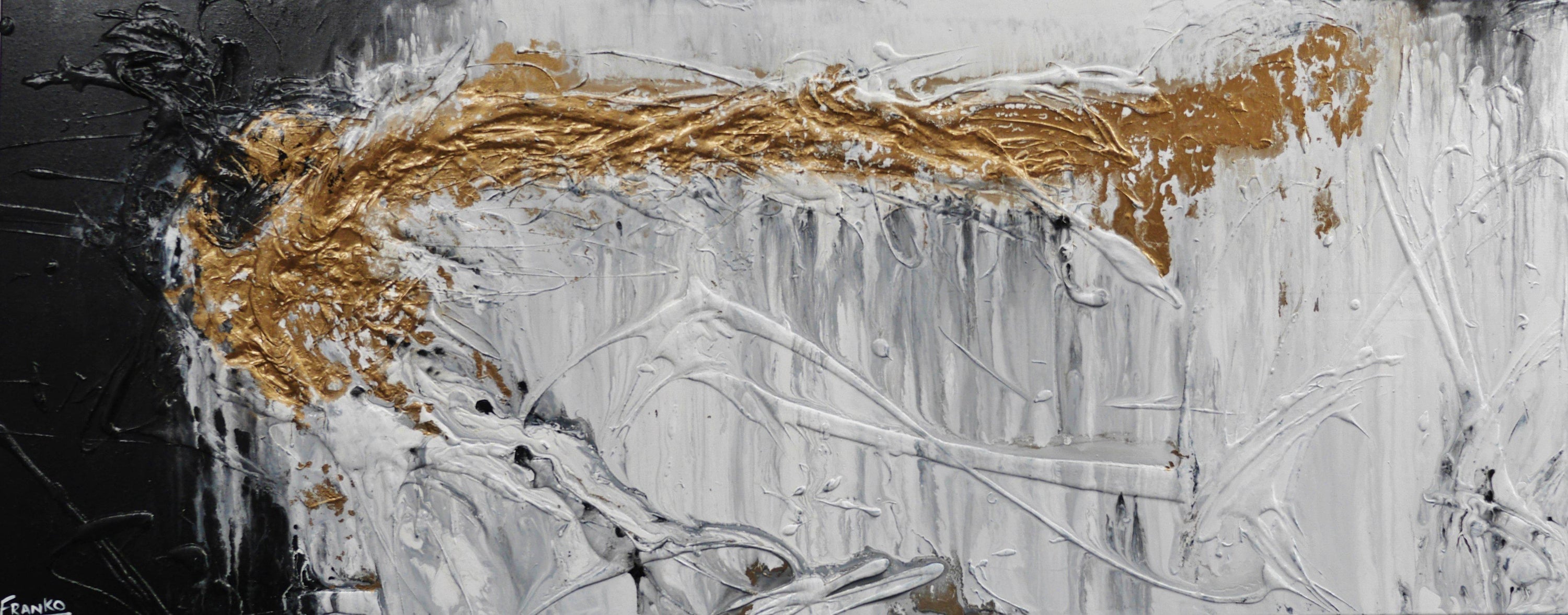 Golden Marble 200cm x 80cm Grey Gold Black Textured Abstract Painting (SOLD)-Abstract-[Franko ]-[Gallery]-[popular]-[Australia]-Franklin Art Studio