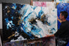 Golden Midnight 190cm x 100cm Gold Blue Black Textured Abstract Painting (SOLD)-Abstract-[Franko Artist]-[Gold Coast]-[Brisbane]-[Huge]-Franklin Art Studio