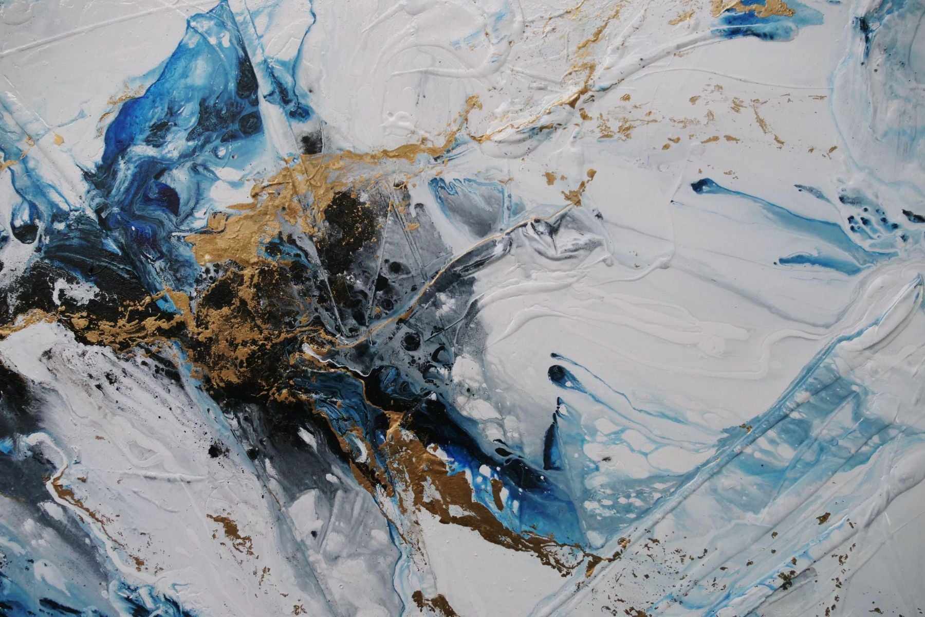 Golden Midnight 190cm x 100cm Gold Blue Black Textured Abstract Painting (SOLD)-Abstract-[Franko]-[Artist]-[Australia]-[Painting]-Franklin Art Studio