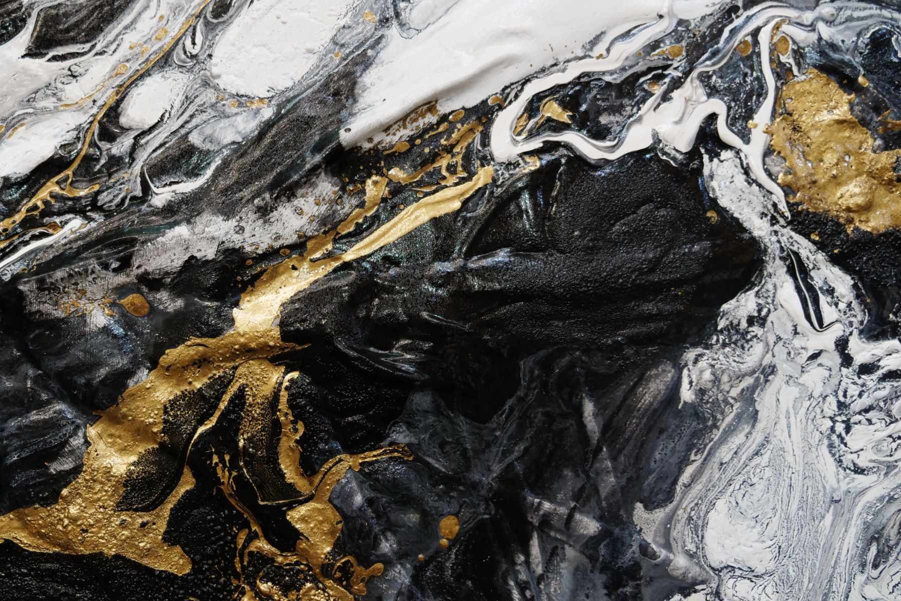 Golden Nero 200cm x 80cm Gold White Black Textured Abstract Painting (SOLD)