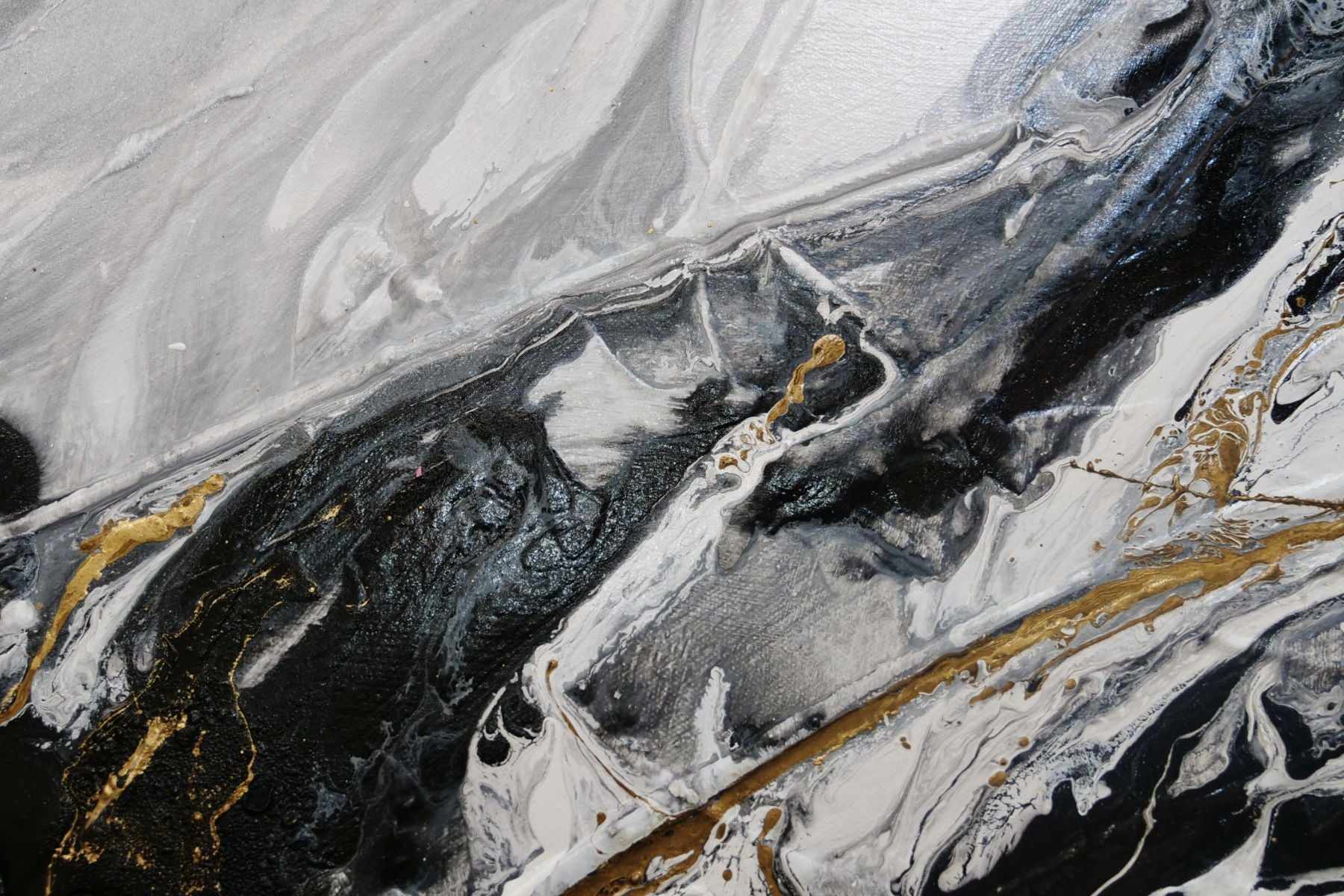 Golden Nero 200cm x 80cm Gold White Black Textured Abstract Painting (SOLD)