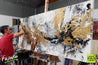 Golden Oxygen 200cm x 80cm White Black Gold Textured Abstract Painting (SOLD)-Abstract-Franko-[franko_artist]-[Art]-[interior_design]-Franklin Art Studio