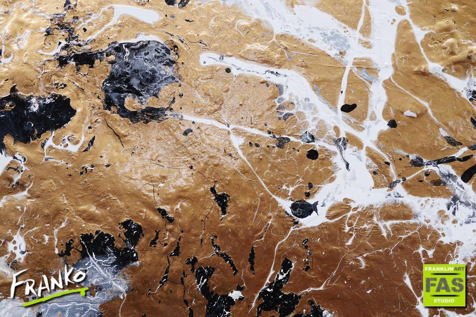 Golden Oxygen 200cm x 80cm White Black Gold Textured Abstract Painting (SOLD)