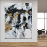 Golden Pepper 140cm x 180cm White Gold Black Textured Abstract Painting (SOLD)-Abstract-Franko-[Franko]-[huge_art]-[Australia]-Franklin Art Studio