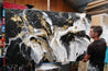 Golden Silk 200cm x 120cm Black White Gold Textured Abstract Painting (SOLD)-Abstract-[Franko Artist]-[Gold Coast]-[Brisbane]-[Huge]-Franklin Art Studio