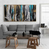 Golden Teal 190cm x 100cm Black Teal Gold Textured Abstract Painting-Abstract-Franko-[franko_art]-[beautiful_Art]-[The_Block]-Franklin Art Studio